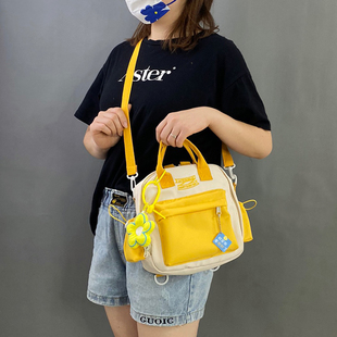 夏季布包包轻便单肩斜挎包小背包2024新款便当包小号双肩包手提女