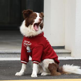 狗狗圣诞衣服大型犬保暖加厚纯棉卫衣金毛拉布拉多边牧狗衣服冬季