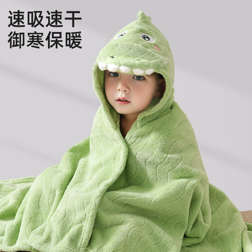 超柔吸水珊瑚绒带帽新生婴儿浴巾