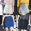 2018 summer new pattern Front button Show thin Body Button Paige pocket Denim Skirt Women's Skirts