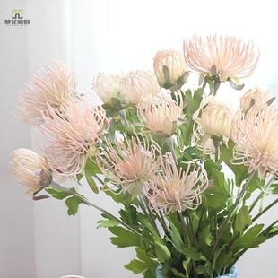 塑料仿真针垫花蟹爪菊婚庆影楼装饰帝王花家居软装客厅手捧花配材