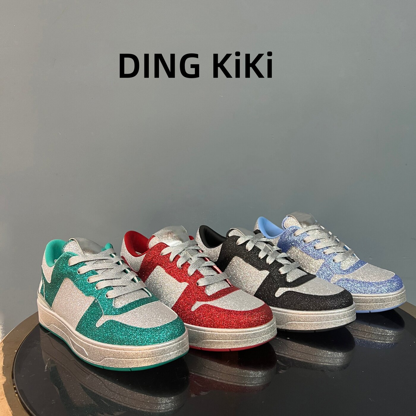 DING KiKi-顶配版-26王一博同款亮片板鞋运动休闲鞋真皮男女鞋