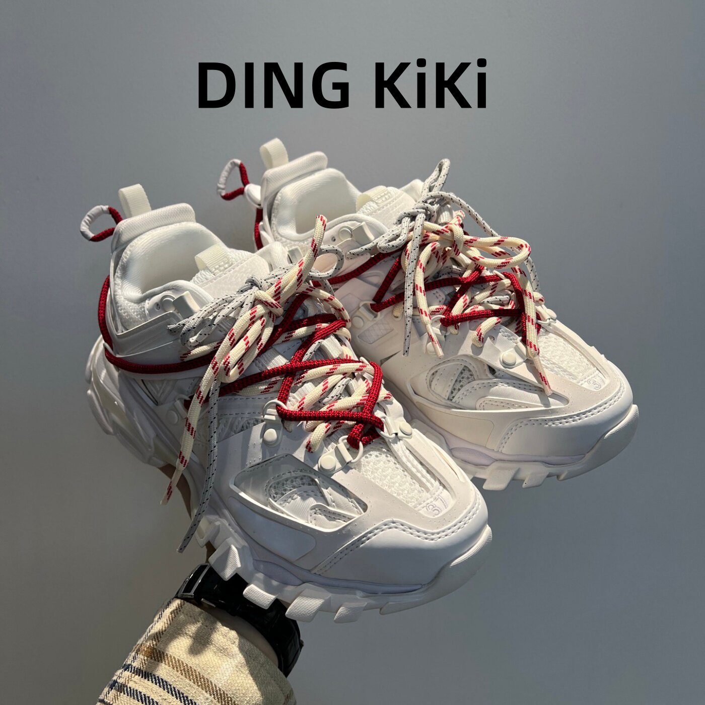 DING KiKi-顶配版-2026情侣新款复古做旧金属挂饰老爹鞋真皮女鞋
