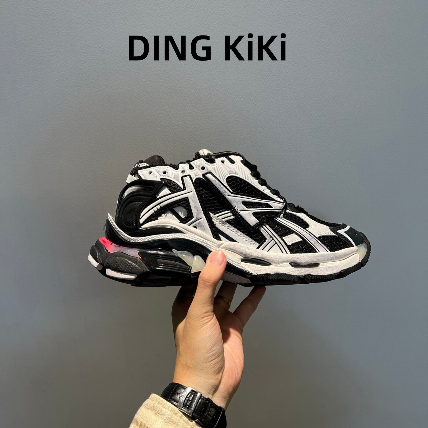 DING KiKi-顶配版-情侣新款复古做旧带灯老爹鞋运动休闲真皮女鞋