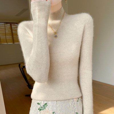 一线成衣羊毛半高领打底衫女秋冬毛衣修身气质针织衫紧身大衣内搭