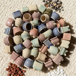 多肉花盆迷你卡拉米拇指盆创意个性桌面室内小号控根绿植装饰花器