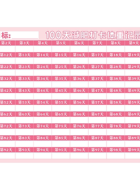 100天健身减肥打卡计划墙贴