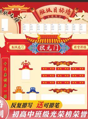 初高中班级光荣榜单科状元荣誉榜墙贴画教室布置装饰文化目标挂图