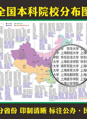 全国本科院校城市分布图双一流建设大学985 211工程高校名单墙贴