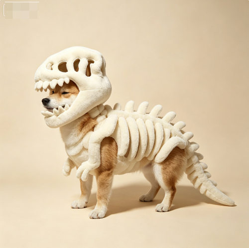 跨境新品Dinosaur skeleton pet clothing夜光恐龙骨架宠物服装