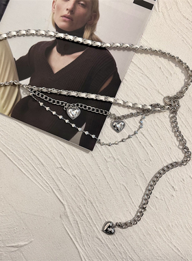 女多层金属链条小香腰链