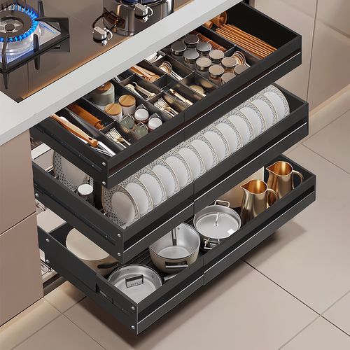 免打孔橱柜拉篮厨房收纳架子