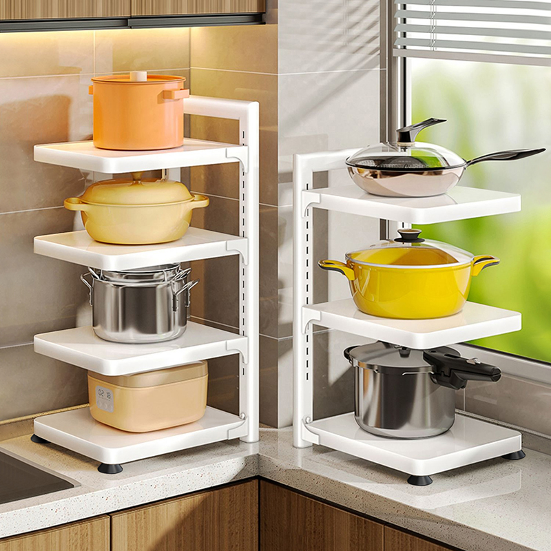 钢板厨房置物架层距可调锅架