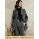 深灰色职业西装 正装 套装 两件套抗皱通勤小个子修身 女裤 芝美日禾