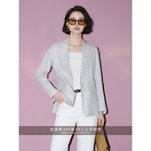 芝美日禾 意大利产亚麻春夏西装 职业休闲通勤雅灰小个子外套女