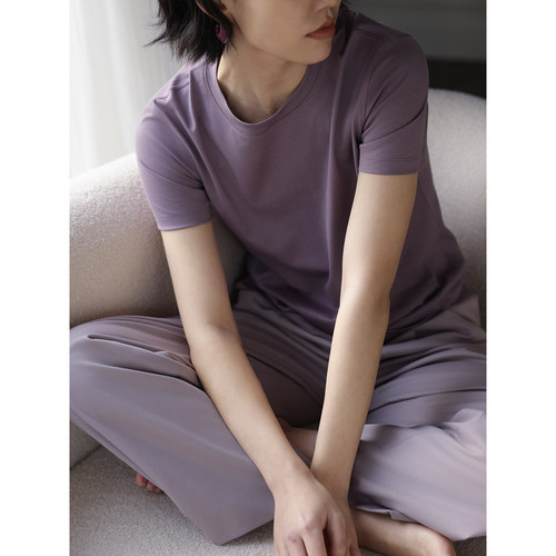 芝美日禾 黑科技免烫绵柔速干多色圆领短袖打底内搭叠穿宽松T恤女
