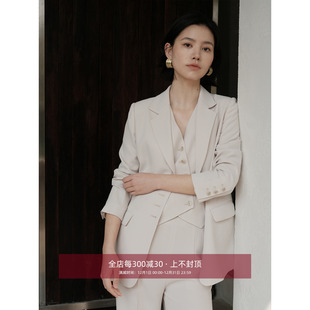 直筒裤 连扣马甲 通勤三件套 醋酸老钱风连扣西装 芝美日禾