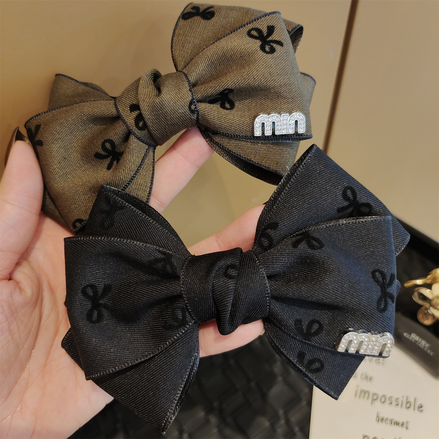 法式高级感蝴蝶结水钻发夹