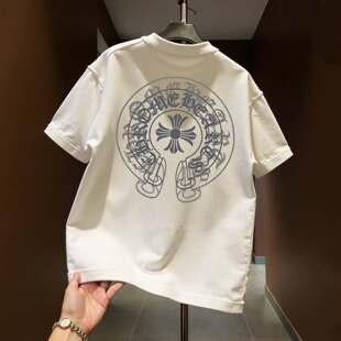透气舒适青年纯棉上衣 白色圆领印花体恤百搭时尚 潮流短袖 T恤男士