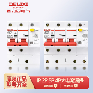 德力西漏电保护器DZ47LE 100A家用断路器漏保 125空气开关80A
