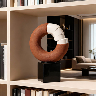 现代简约圆环造型桌面摆件创意几何装 饰品高级感书房客厅摆设