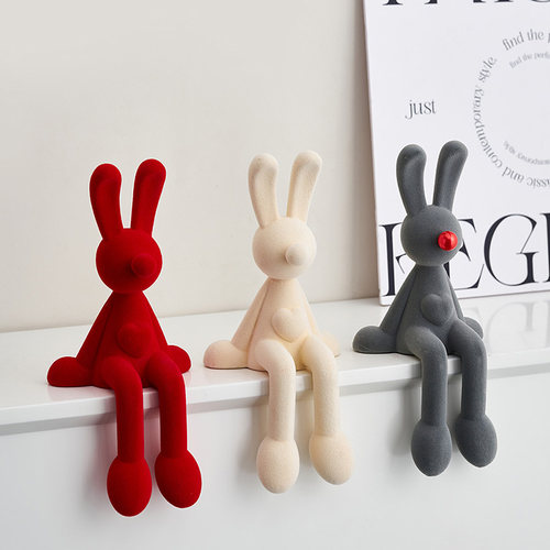 坐姿兔子摆件轻奢高档电视柜客厅家居软装饰品小众高级感治愈礼物