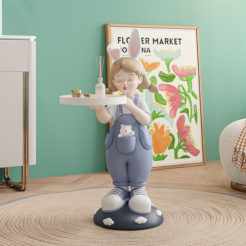 北欧轻奢女孩大型落地摆件u客厅卧室沙发旁家居装饰品乔迁新居礼