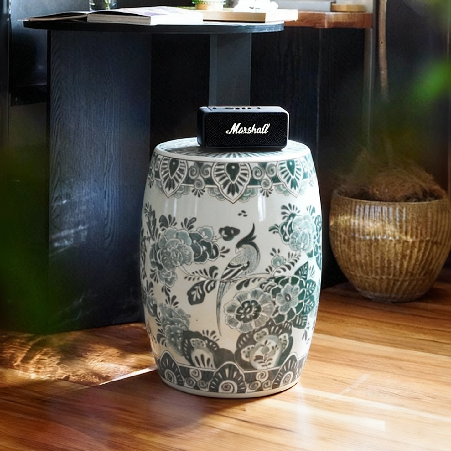 中式青花瓷印花陶瓷鼓墩客厅茶室绣墩圆凳家用装饰边几