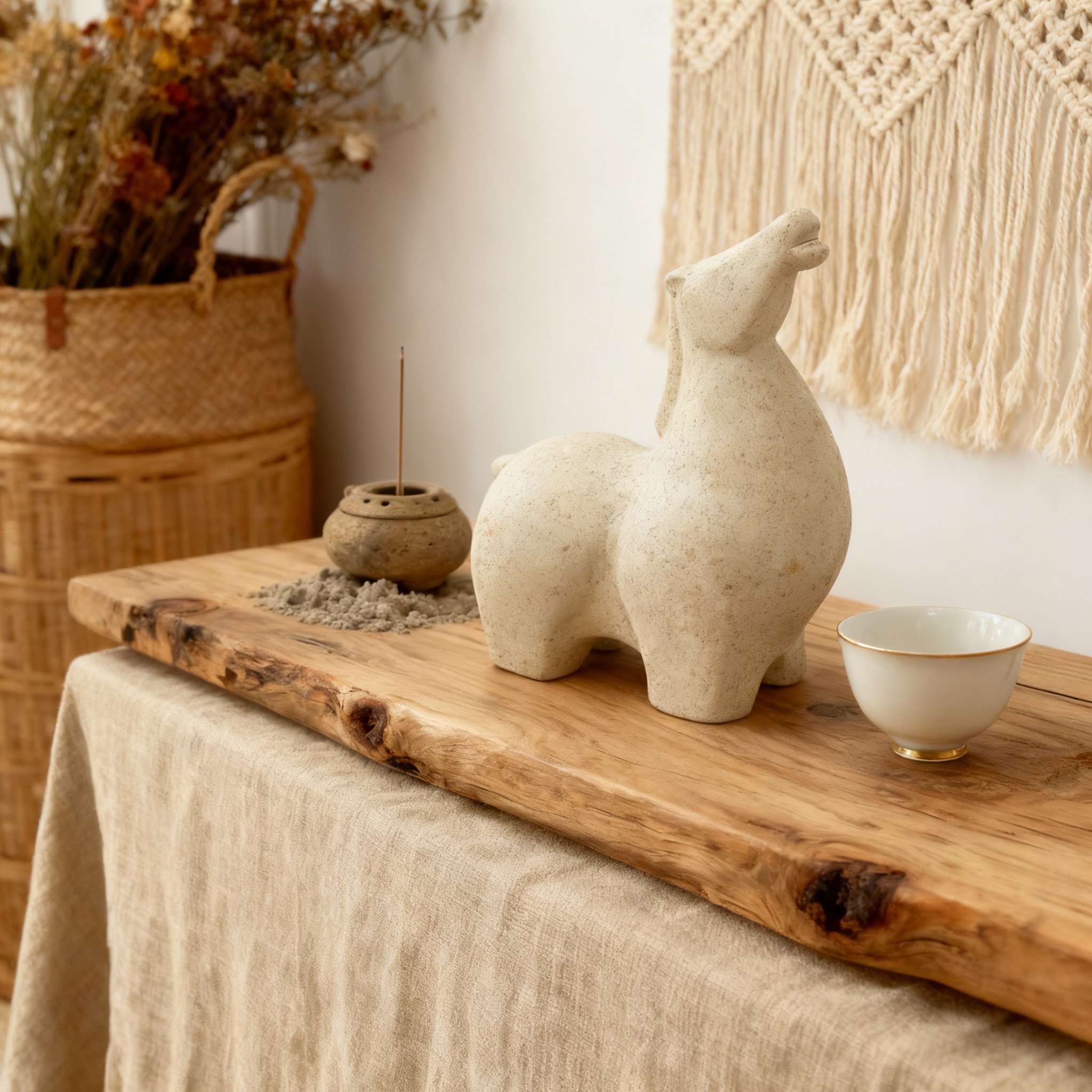 极简风独角兽摆件石材手工造型