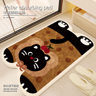 仿羊绒浴室防滑地垫毛绒吸水地毯门口脚垫卫浴厕所洗手间家用垫子