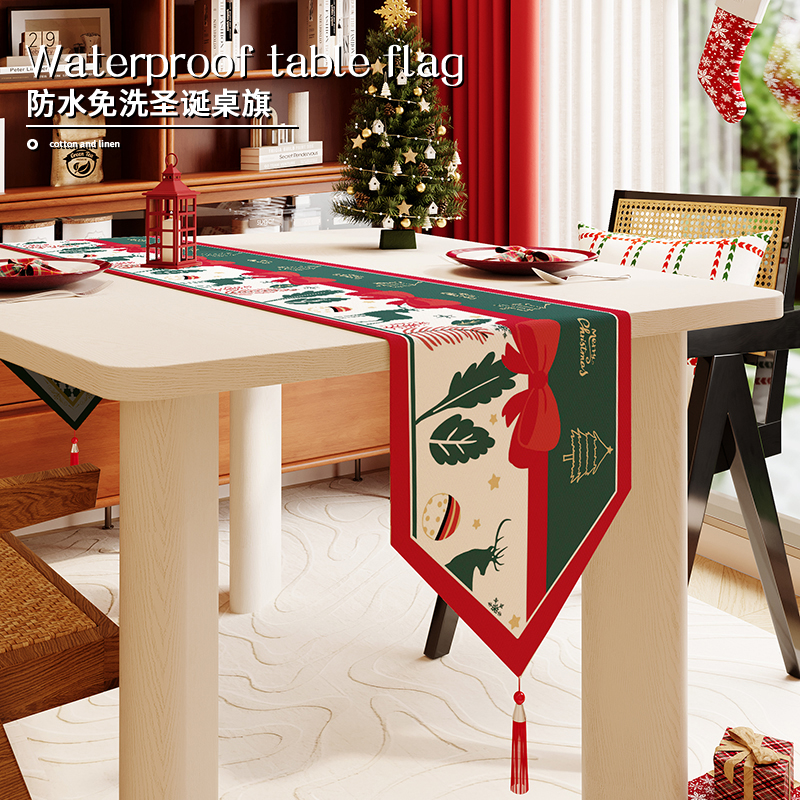 卡通圣诞主题桌旗桌布餐桌垫布