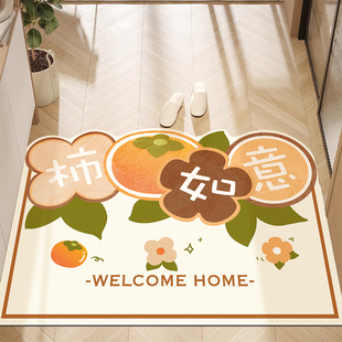 奶油喜庆入户门地垫门口进门脚垫耐脏进户门垫可擦免洗防滑地毯