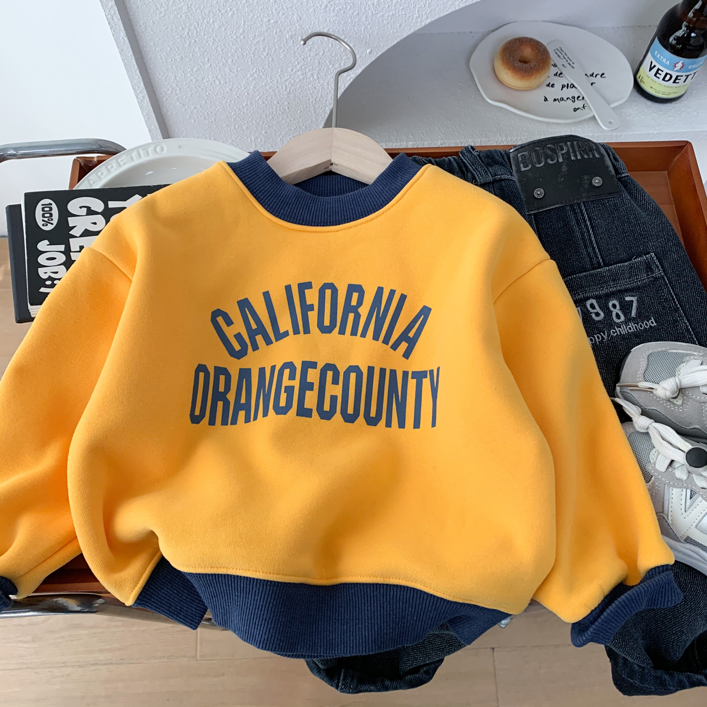 男孩加绒卫衣秋冬帅气打底上衣潮