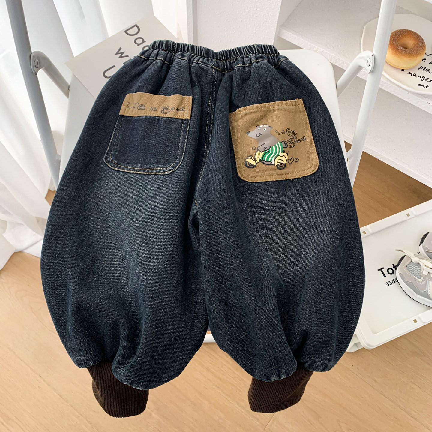 男童加绒牛仔灯笼裤冬季保暖一体绒束脚裤儿童宝宝卡通宽松哈伦裤,童装/婴儿装/亲子装,裤子,淘宝优惠券,粉丝福利购,淘宝优惠卷