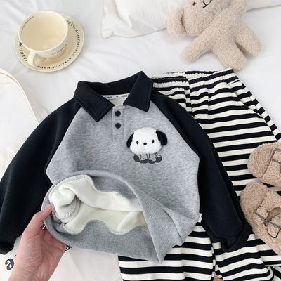 男女童纯棉卡通萌趣薄绒卫衣秋冬