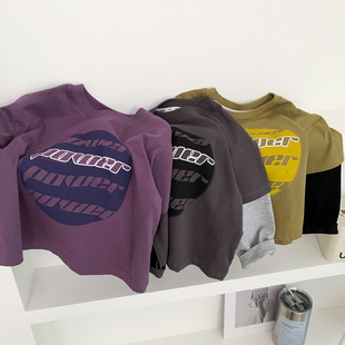 打底衫 儿童春秋季 假两件上衣中小童纯棉薄款 T恤男童时尚 8百搭 长袖