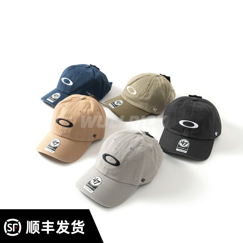 现货OAKLEY欧克利47brand 男女款联名弯檐复古水洗刺绣棒球鸭舌帽