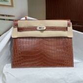 进口原厂尼罗鳄鱼皮马鞍色凯莉跳舞包danse全手工女包流行时尚