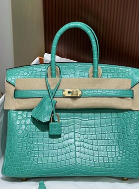 HCP进口雾面湾鳄鳄鱼皮BK铂金包25CM纯手工女士手提包高端定制