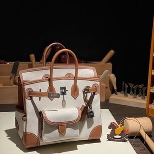 Cargo铂金帆布包拼swift皮25CM女士手提包休闲女包带锁时尚轻便