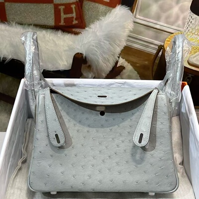 林迪26进口KK鸵鸟皮稀有皮定制女士手提单肩包锁扣时尚手工女包
