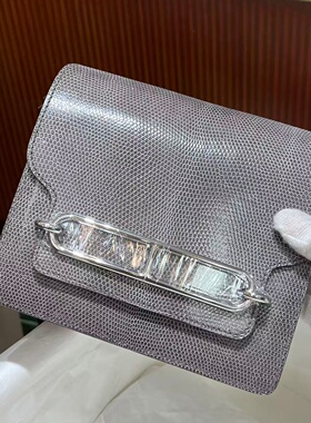 HCP进口蜥蜴皮猪鼻子包Roulis18cm 女士单肩斜挎包纯手工女包灰色