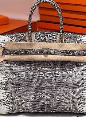 原花色进口蜥蜴皮BK铂金包35CM大号男女通用手提包全手工缝奢侈品