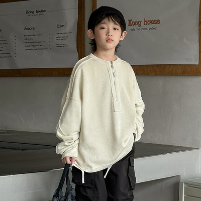 男童加绒卫衣秋冬款2024新款