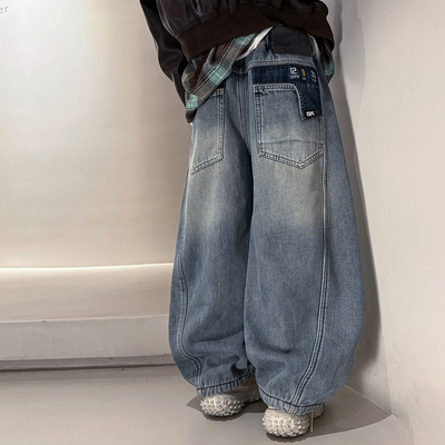 男童加绒牛仔裤秋冬款2025新款儿童冬季一体绒加厚裤子大男孩冬装