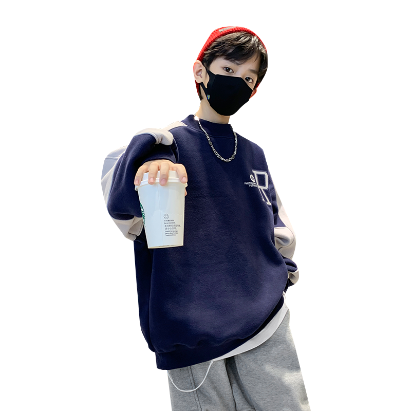 男童加绒卫衣秋冬款2025新款儿童冬装炸街加厚上衣大男孩冬季潮牌