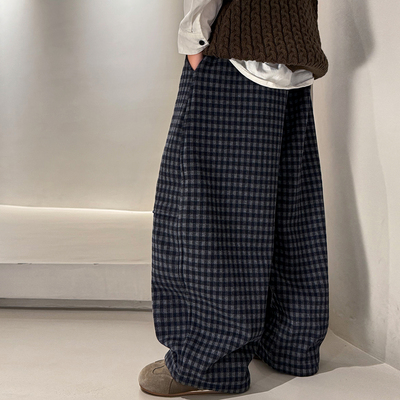 男童加绒裤子秋冬款2025新款儿童冬季一体运动格子卫裤大男孩冬装