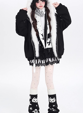 亚文化哥特风外套毛女2026新绒猫耳宽松百搭休闲夹棉保暖棉服外套