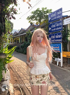 法式甜美风白色蕾丝上衣新款修身内搭抹胸纯欲少女风吊带背心女