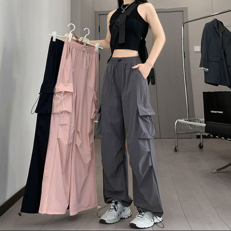速干工装裤女裤子2025新款冲锋小个子阔腿夏季冰丝薄款登山运动裤